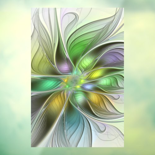 Colorful Fantasy Flower Modern Abstract Fractal Window Cling