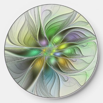 Colorful Fantasy Flower Modern Abstract Fractal Wireless Charger by GabiwArt at Zazzle