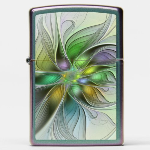 Colorful Fantasy Flower Modern Abstract Fractal Zippo Lighter