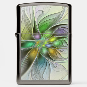 Colorful Fantasy Flower Modern Abstract Fractal Zippo Lighter