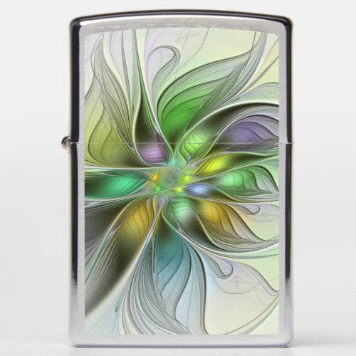 Colorful Fantasy Flower Modern Abstract Fractal Zippo Lighter