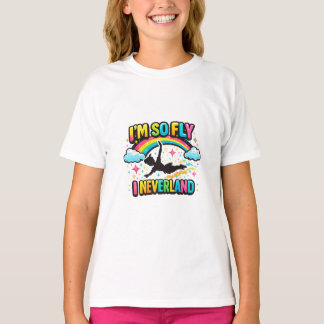 Colorful Fantasy Flying Boy Rainbow Stars Cute Kid T-Shirt