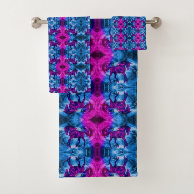Colorful Fantasy Horse Animal   Bath Towel Set (Insitu)
