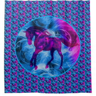 Colorful Fantasy Horse Animal Shower Curtain