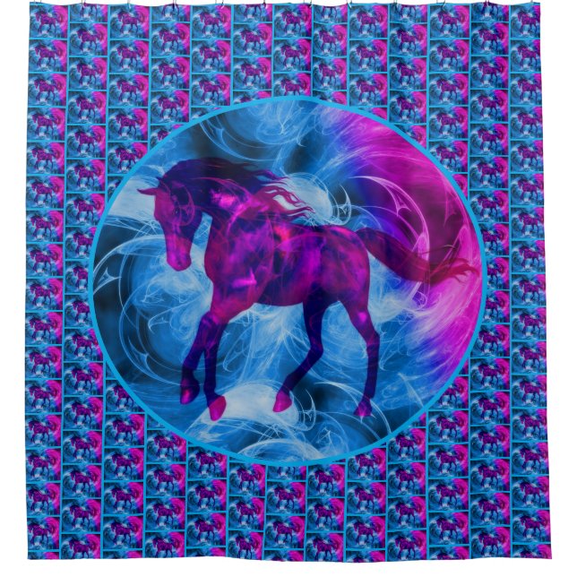Colorful Fantasy Horse Animal   Shower Curtain (Front)