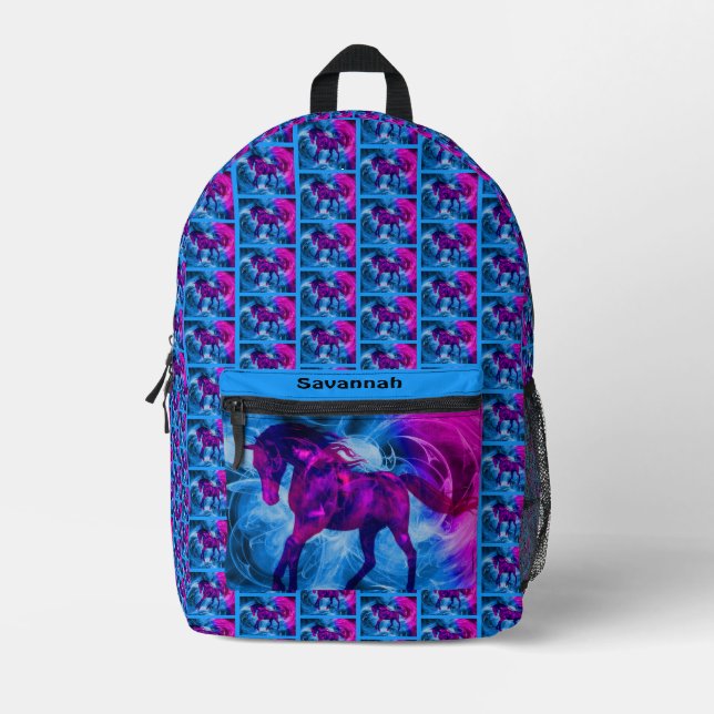 Colorful Fantasy Horse Pattern Personalized Printed Backpack (Front)