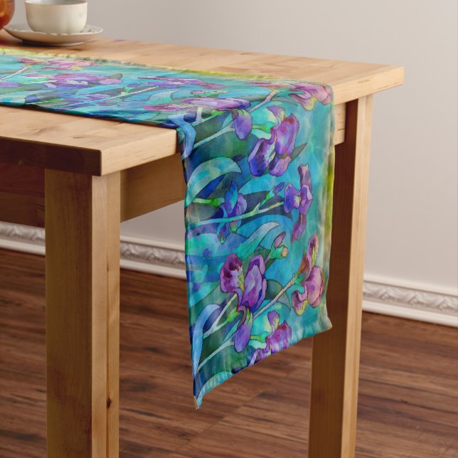 Colorful Fantasy Irises  Short Table Runner (In Situ)