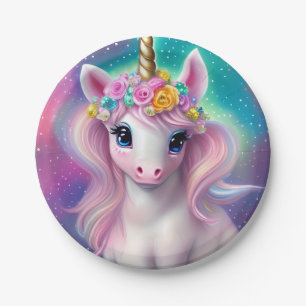 Colorful Fantasy Kawaii Unicorn Paper Plates