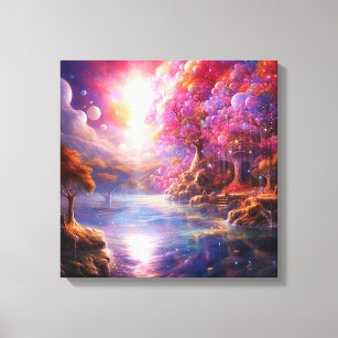 Colorful fantasy land forest Canvas Print