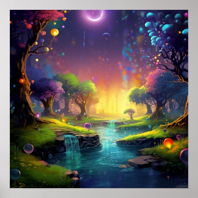 Colorful fantasy land forest poster (Front)
