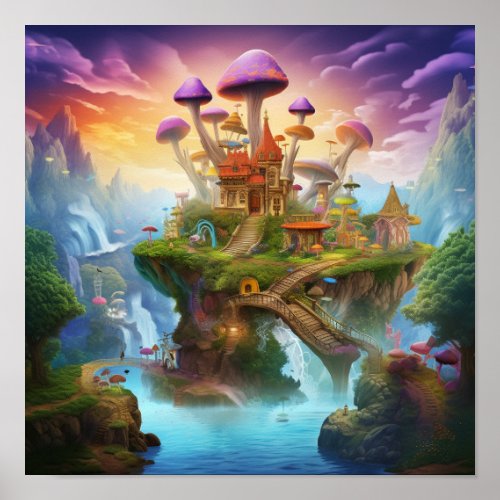 Colorful fantasy land poster