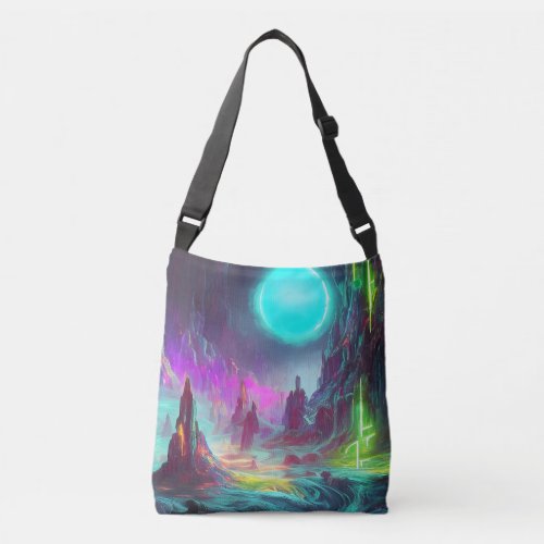 Colorful Fantasy Landscape  Alien World Crossbody Bag