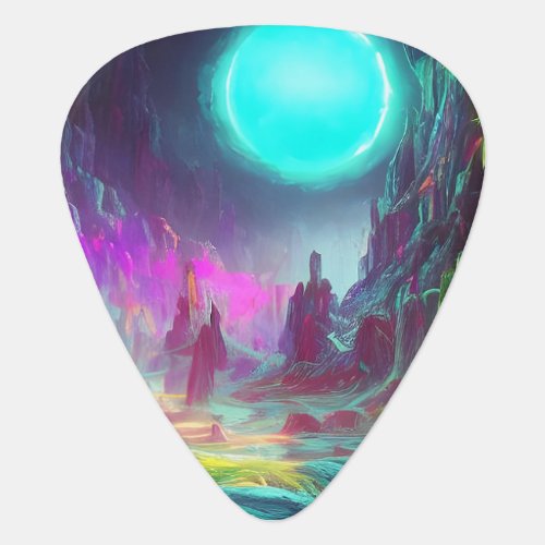 Colorful Fantasy Landscape  Alien World Guitar Pick