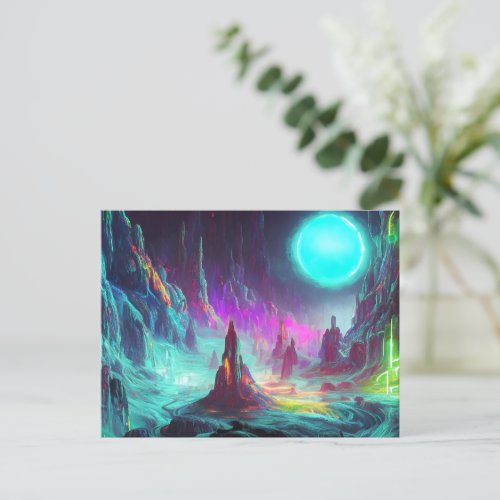 Colorful Fantasy Landscape  Alien World Postcard