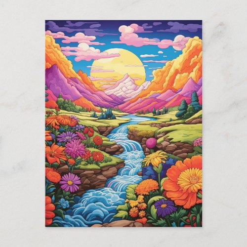 Colorful Fantasy Landscape Background Postcard