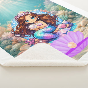 Colorful Fantasy Mermaid Sherpa Blanket