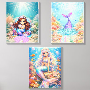 Colorful Fantasy Mermaid Wall Art Canvas Photo Tile