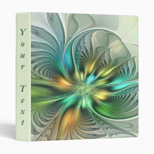 Colorful Fantasy Modern Abstract Art Flower Text 3 Ring Binder