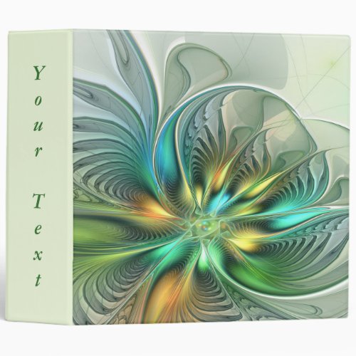 Colorful Fantasy Modern Abstract Art Flower Text 3 Ring Binder