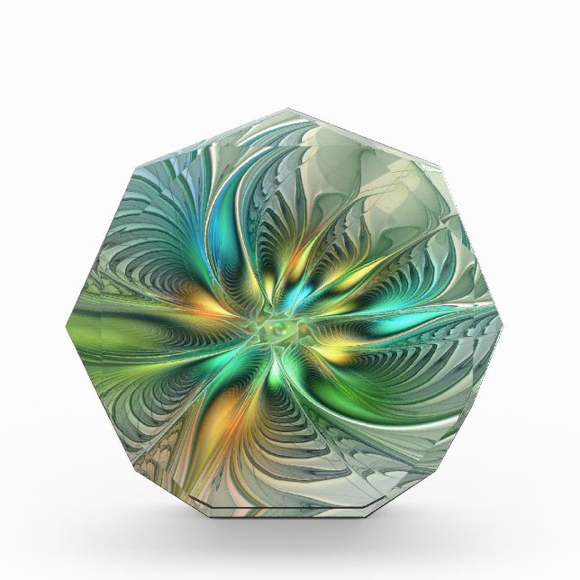 Colorful Fantasy Modern Abstract Flower Fractal Acrylic Award (Front)