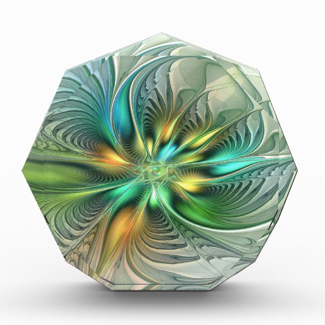 Colorful Fantasy Modern Abstract Flower Fractal Acrylic Award (Front)