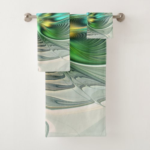 Colorful Fantasy Modern Abstract Flower Fractal Bath Towel Set