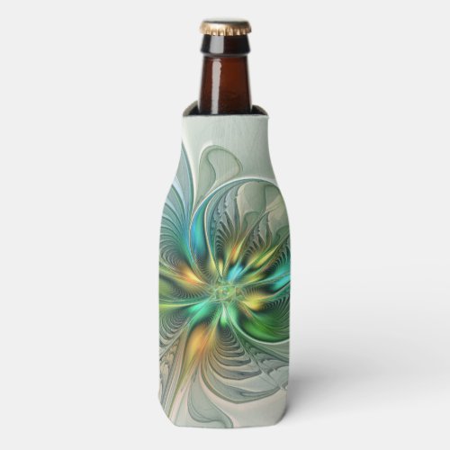 Colorful Fantasy Modern Abstract Flower Fractal Bottle Cooler