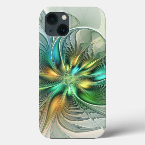 Colorful Fantasy Modern Abstract Flower Fractal iPhone 13 Case