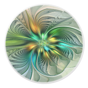 Colorful Fantasy Modern Abstract Flower Fractal Ceramic Knob