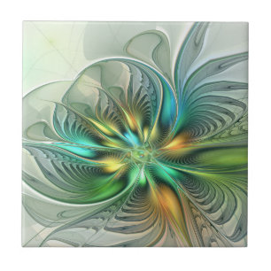 Colorful Fantasy Modern Abstract Flower Fractal Ceramic Tile