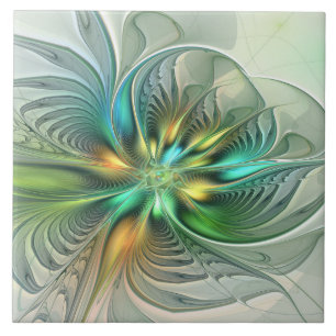 Colorful Fantasy Modern Abstract Flower Fractal Ceramic Tile