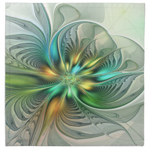 Colorful Fantasy Modern Abstract Flower Fractal Cloth Napkin