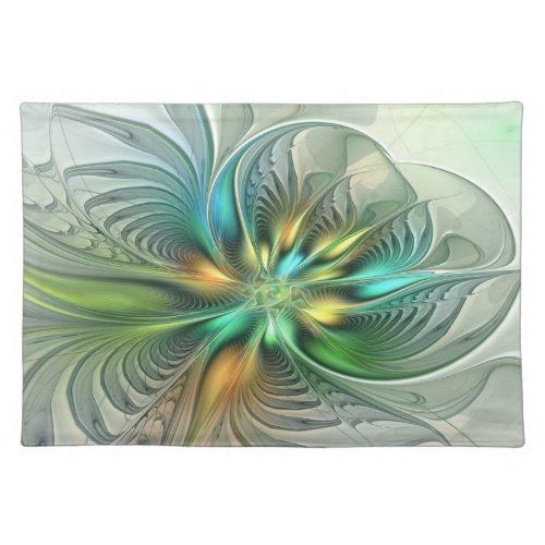 Colorful Fantasy Modern Abstract Flower Fractal Cloth Placemat