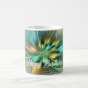 Colorful Fantasy Modern Abstract Flower Fractal Coffee Mug