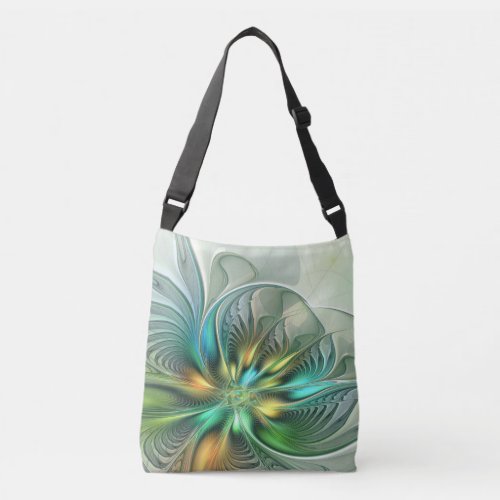 Colorful Fantasy Modern Abstract Flower Fractal Crossbody Bag