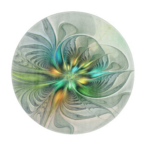 Colorful Fantasy Modern Abstract Flower Fractal Cutting Board