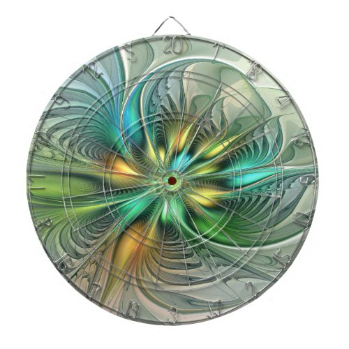 Colorful Fantasy Modern Abstract Flower Fractal Dart Board