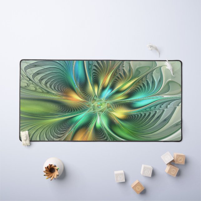Colorful Fantasy Modern Abstract Flower Fractal Desk Mat (Kids Table)