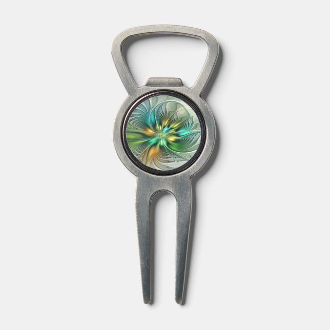 Colorful Fantasy Modern Abstract Flower Fractal Divot Tool (Composite)