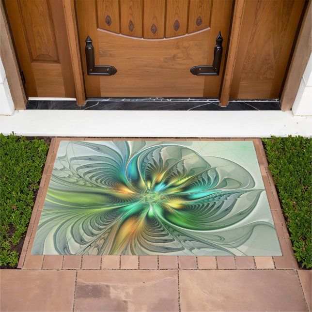 Colorful Fantasy Modern Abstract Flower Fractal Doormat (Outdoor)