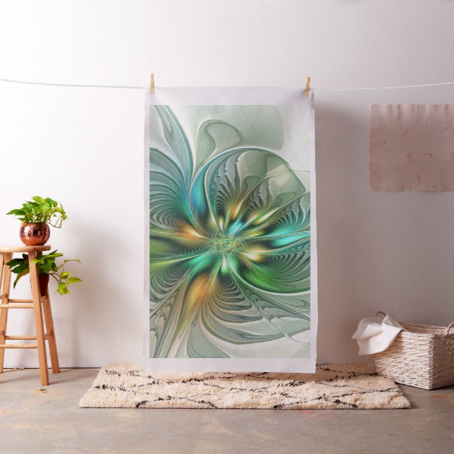Colorful Fantasy Modern Abstract Flower Fractal Fabric (In Situ)