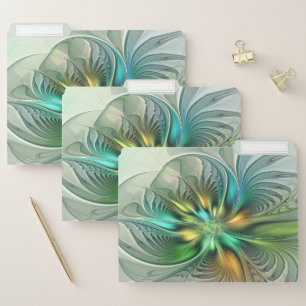 Colorful Fantasy Modern Abstract Flower Fractal File Folder