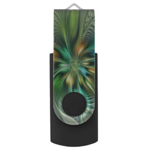 Colorful Fantasy Modern Abstract Flower Fractal Flash Drive