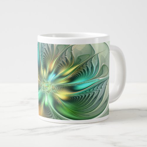 Colorful Fantasy Modern Abstract Flower Fractal Giant Coffee Mug