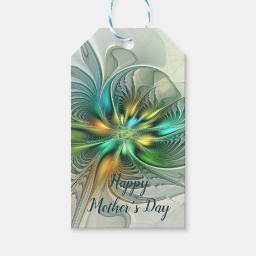 Colorful Fantasy Modern Abstract Flower Fractal Gift Tags