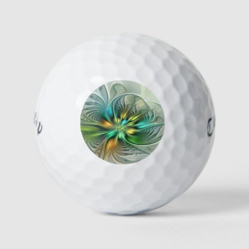 Colorful Fantasy Modern Abstract Flower Fractal Golf Balls
