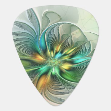 Colorful Fantasy Modern Abstract Flower Fractal Guitar Pick