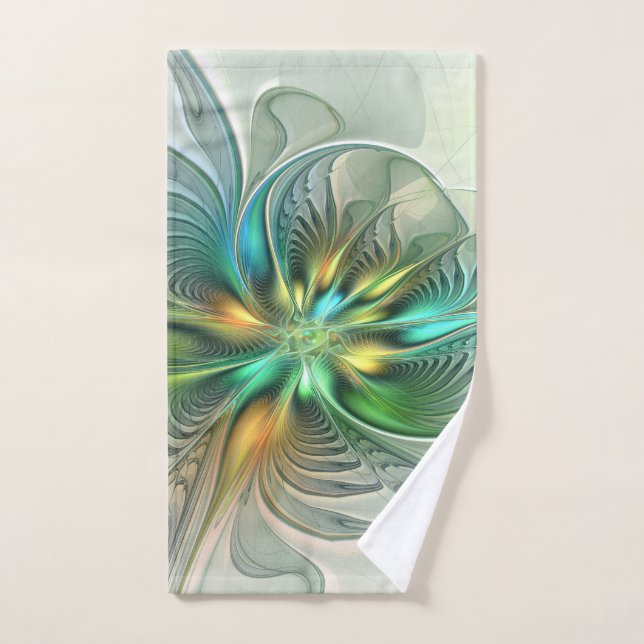 Colorful Fantasy Modern Abstract Flower Fractal Hand Towel (Hand Towel)