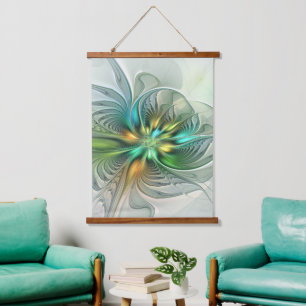 Colorful Fantasy Modern Abstract Flower Fractal Hanging Tapestry