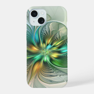Colorful Fantasy Modern Abstract Flower Fractal iPhone 15 Case